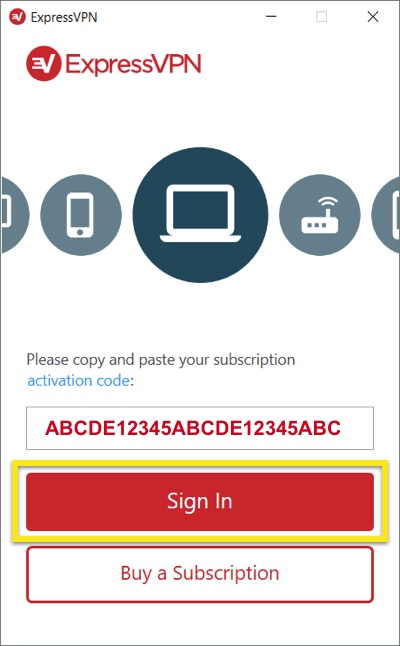 sign in to ExpressVPN