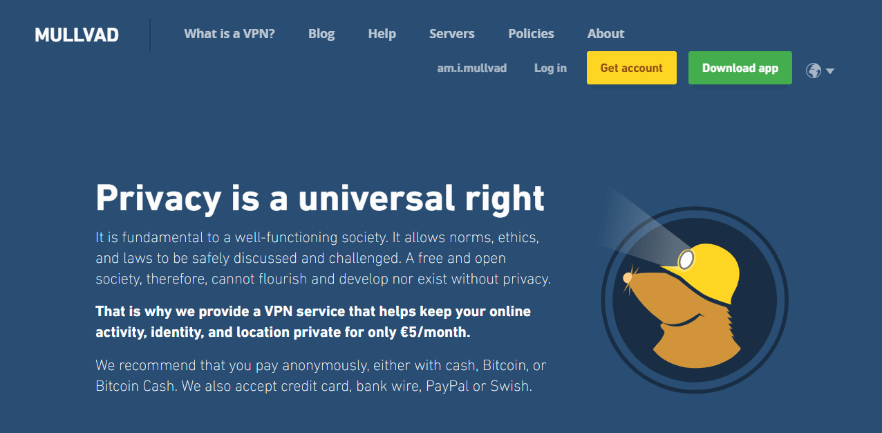 Mullvad VPN privacy policy