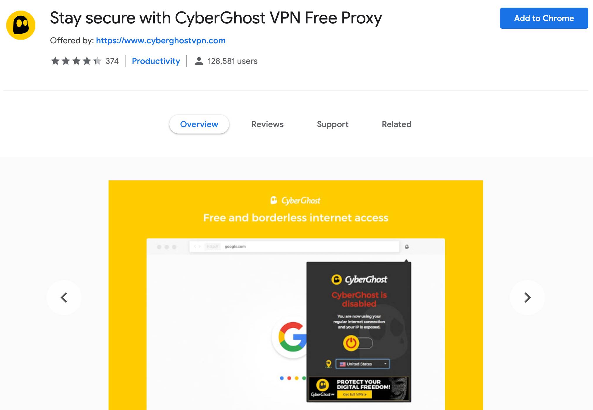 cyberghost vpn ad to chrome