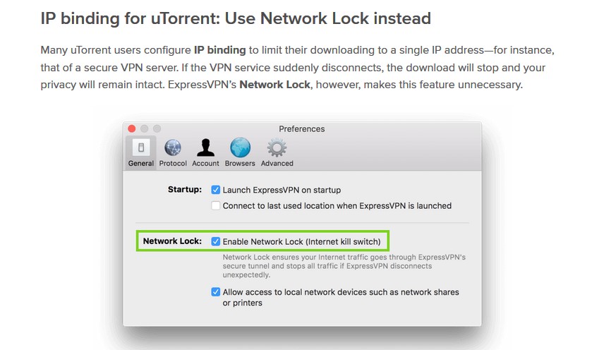 ExpressVPN IP binding uTorrent