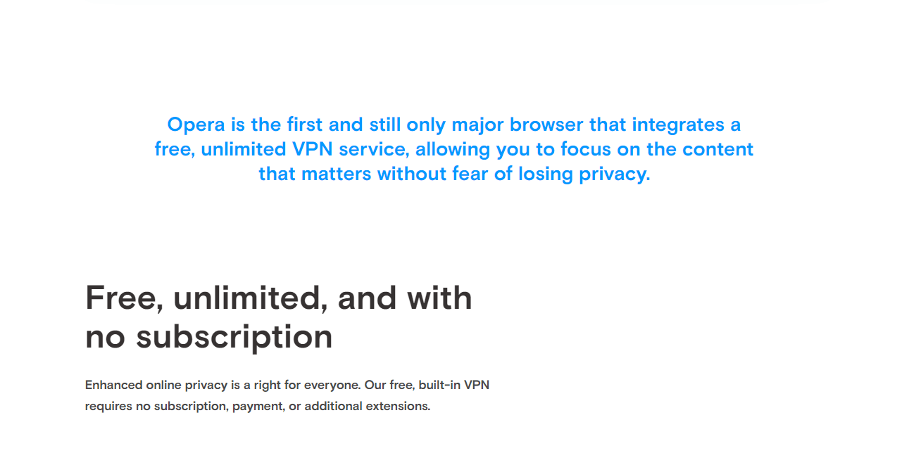 Opera VPN free