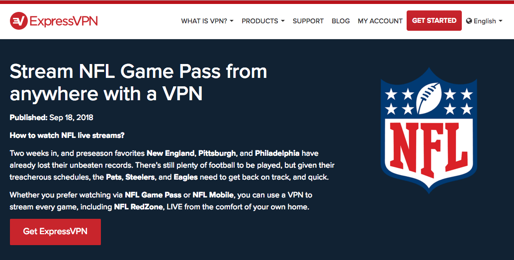 stream NFL free with ExpressVPN