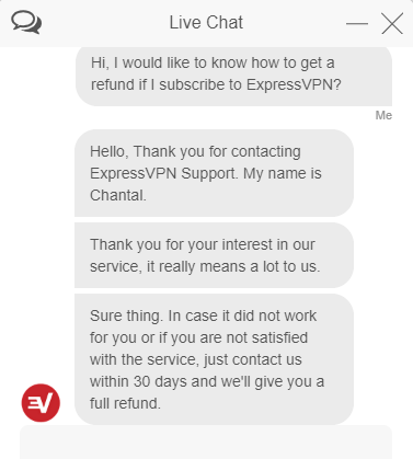 ExpressVPN Live chat