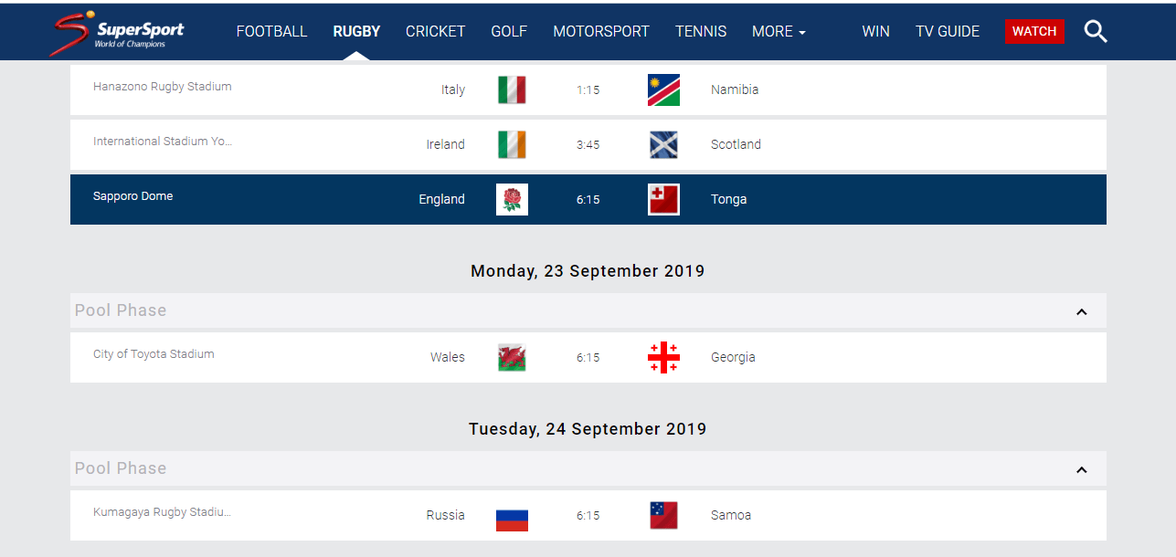watch the 2023 rugby world cup on SuperSports