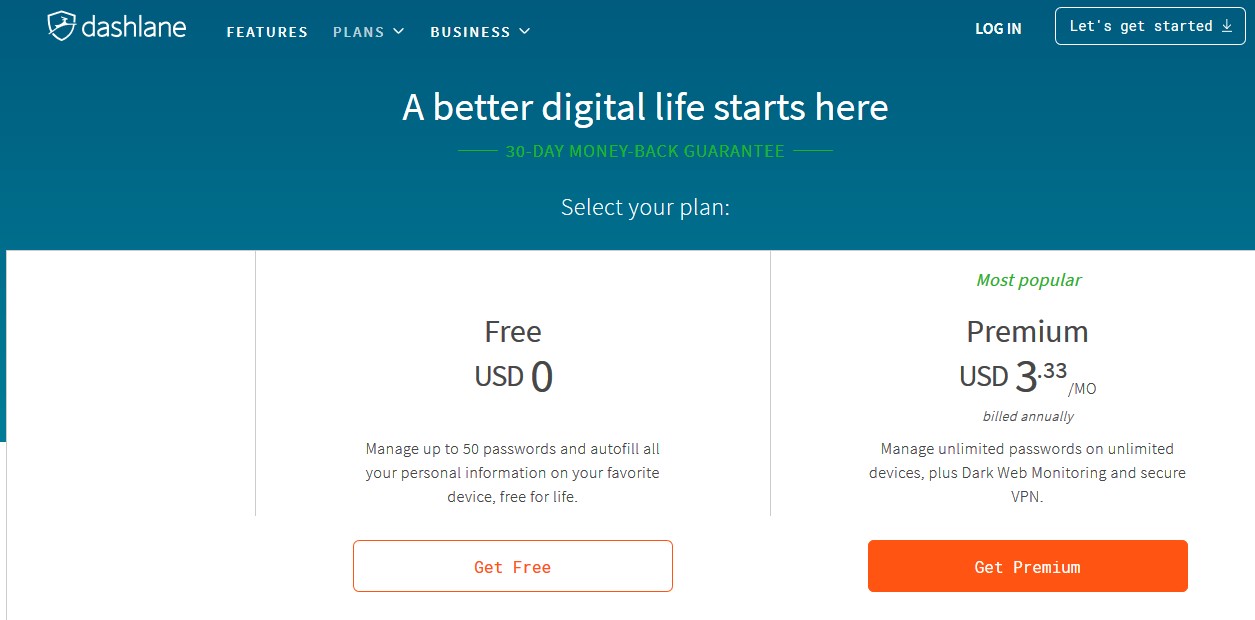 Dashlane pricing