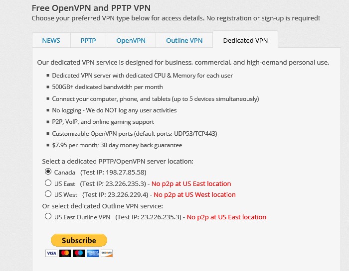 VPNBook dedicated server