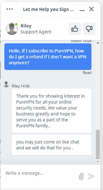 PureVPN Chat