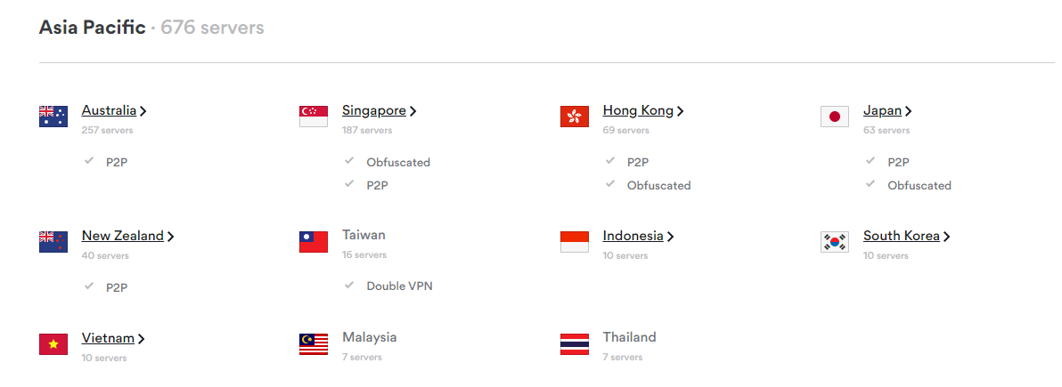 nordvpn asia pasific servers