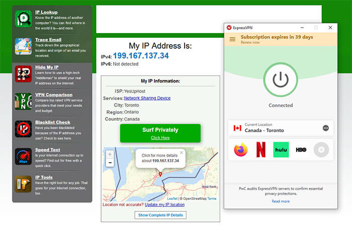 What is the IP address in Canada?