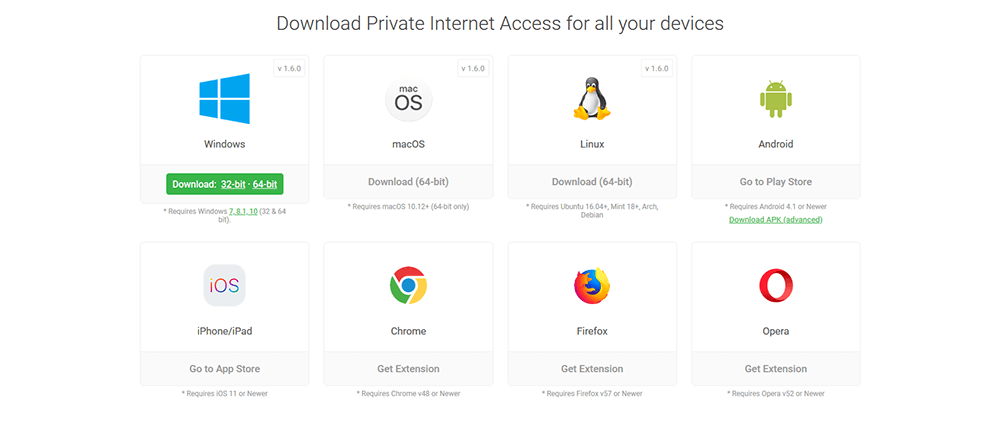 Private Internet Access apps