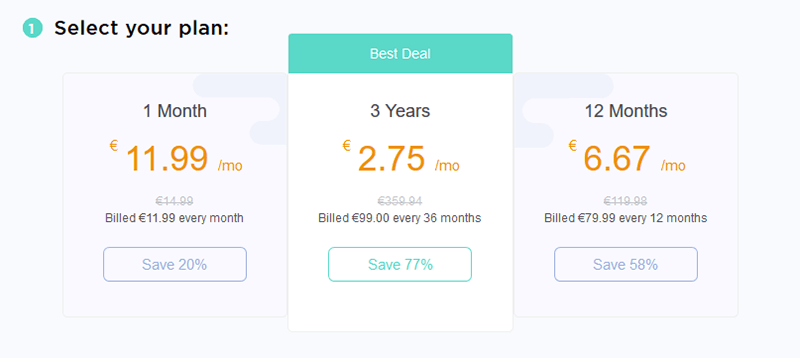 TigerVPN pricing table