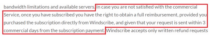 Windscribe cancellation policy