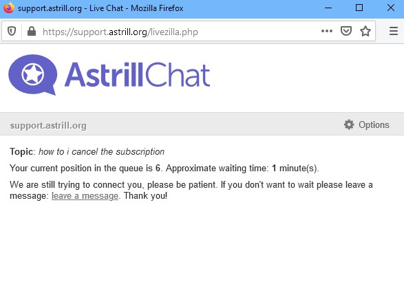 AstrillVPN chat support