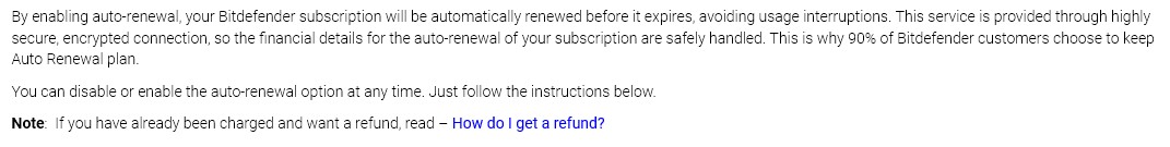 Bitdefender's cancellation policy