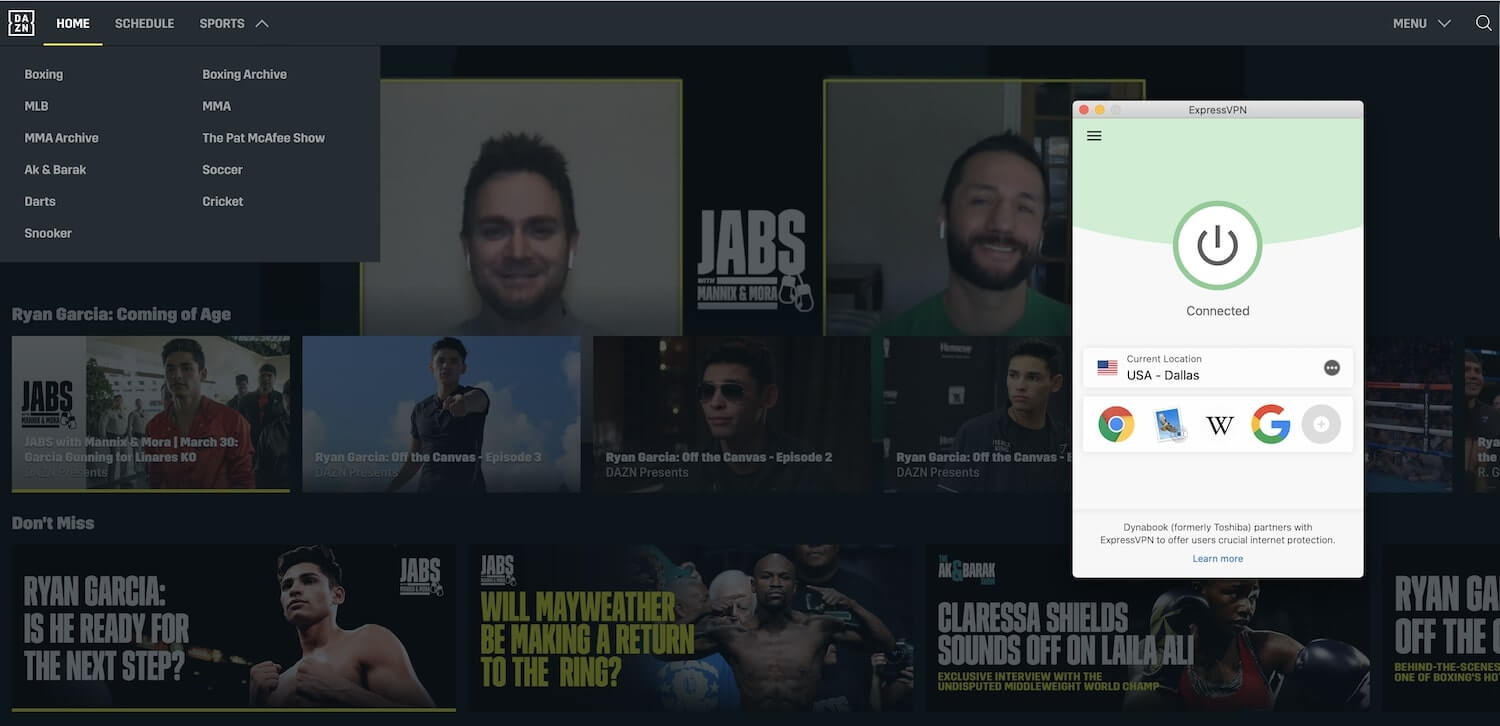 DAZN USA VPN DALLAS