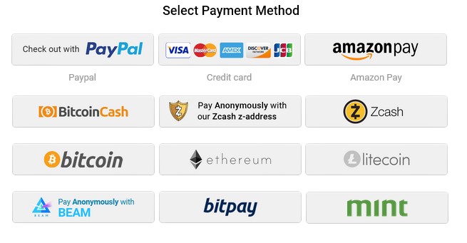 Private Internet Access payment options