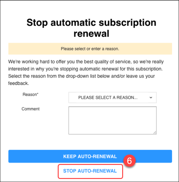 Reason for turning off auto renewal