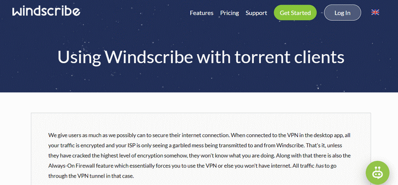 Windscribe torrenting