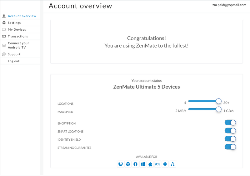 Zenmate transactions