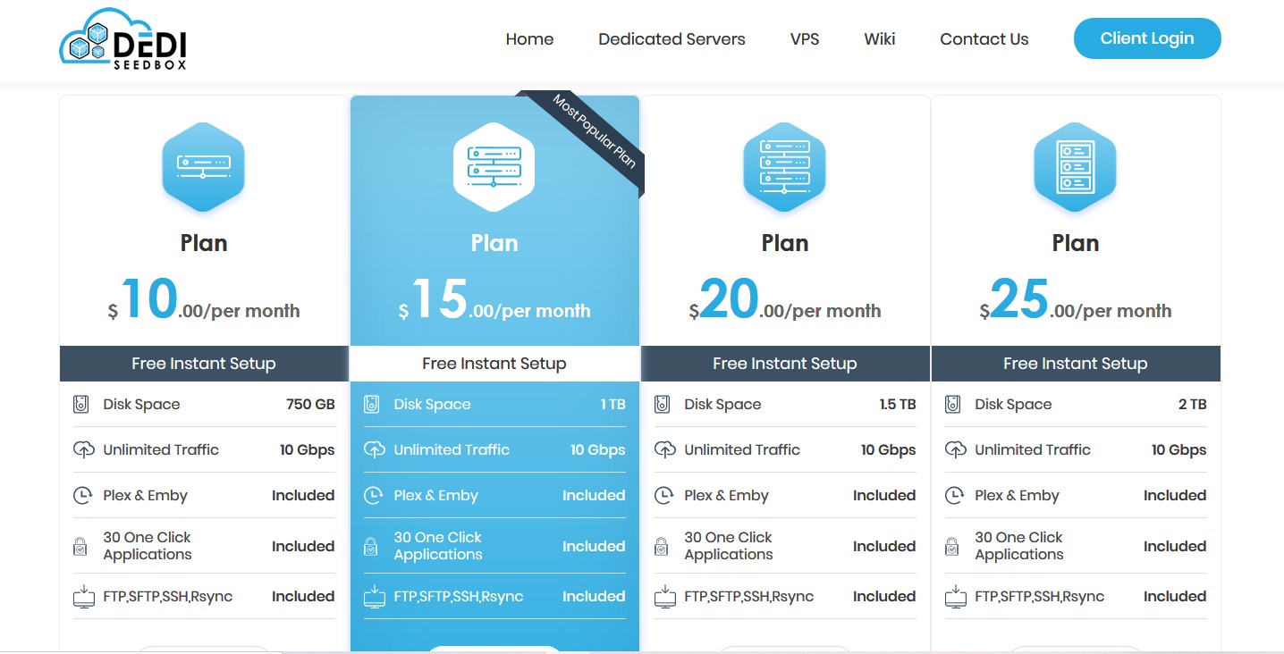 DediSeedbox plans