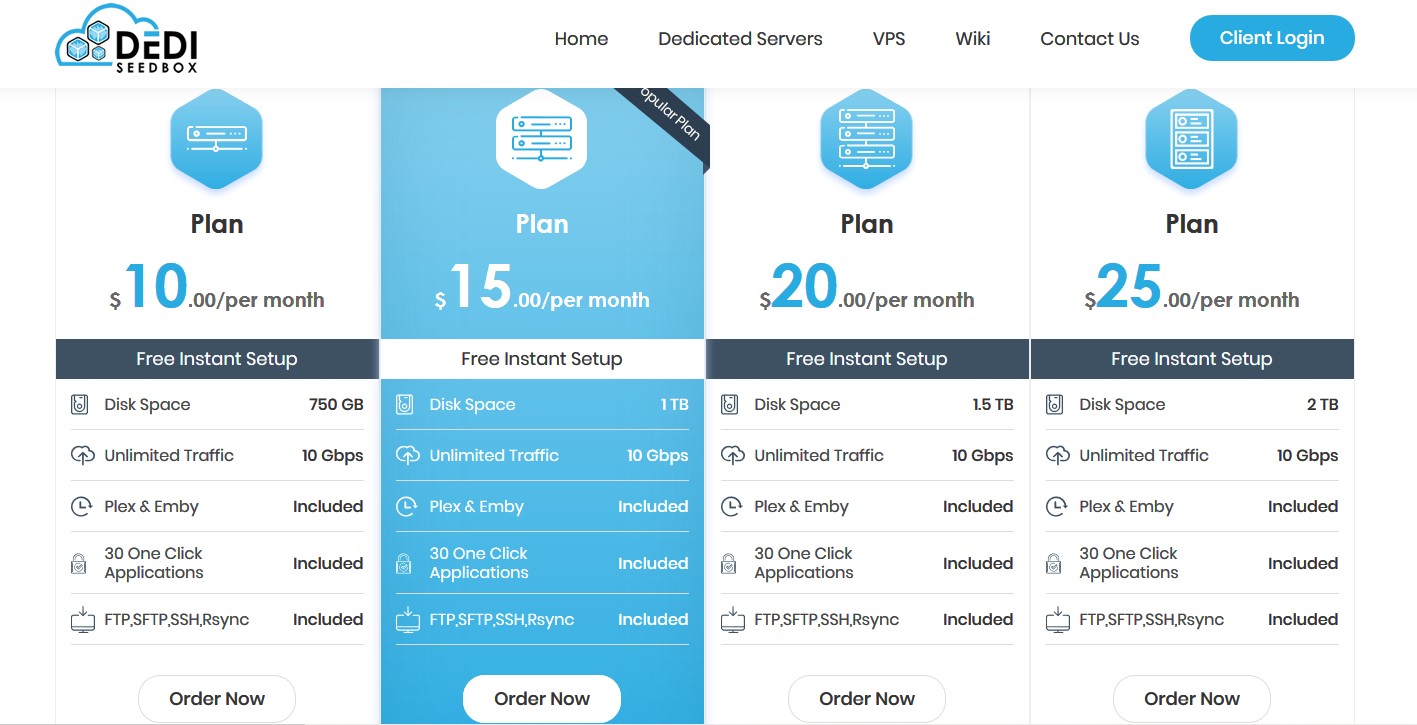 Dediseedbox plans