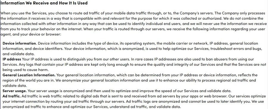 LunaVPN Privacy Policy