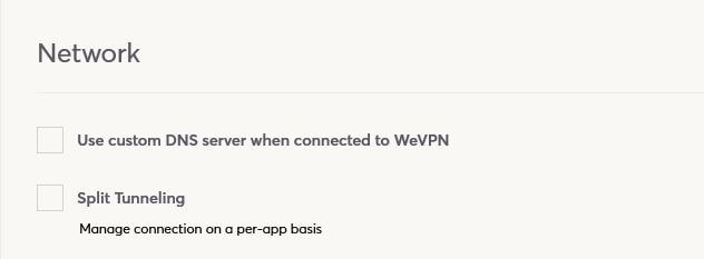 WeVPN Split Tunneling