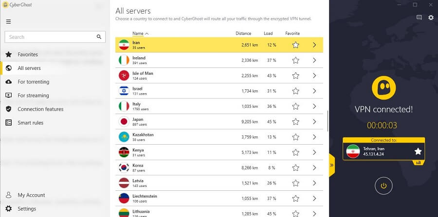 CyberGhost Iranian Server