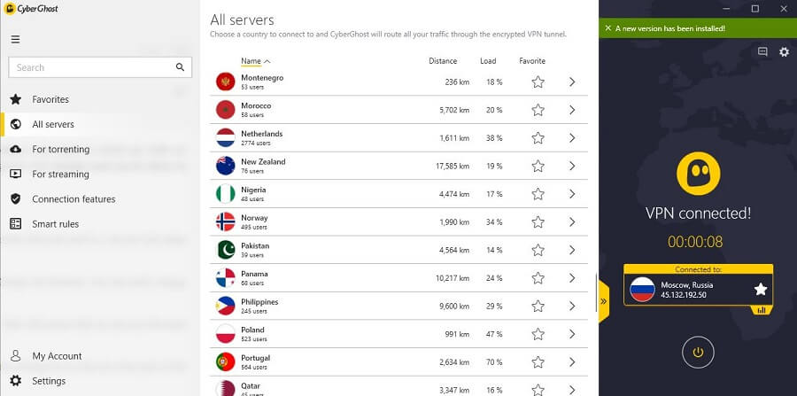 CyberGhost Russian Server