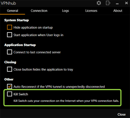 Kill Switch VPNhub