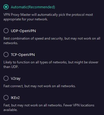 Proxy Master VPN Protocols