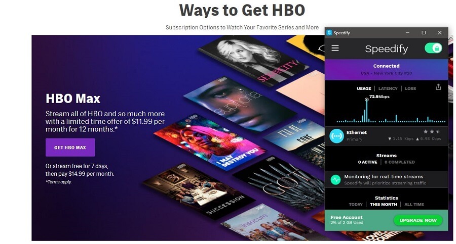 Speedify VPN HBO GO