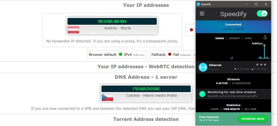 Speedify VPN IP Leak Test