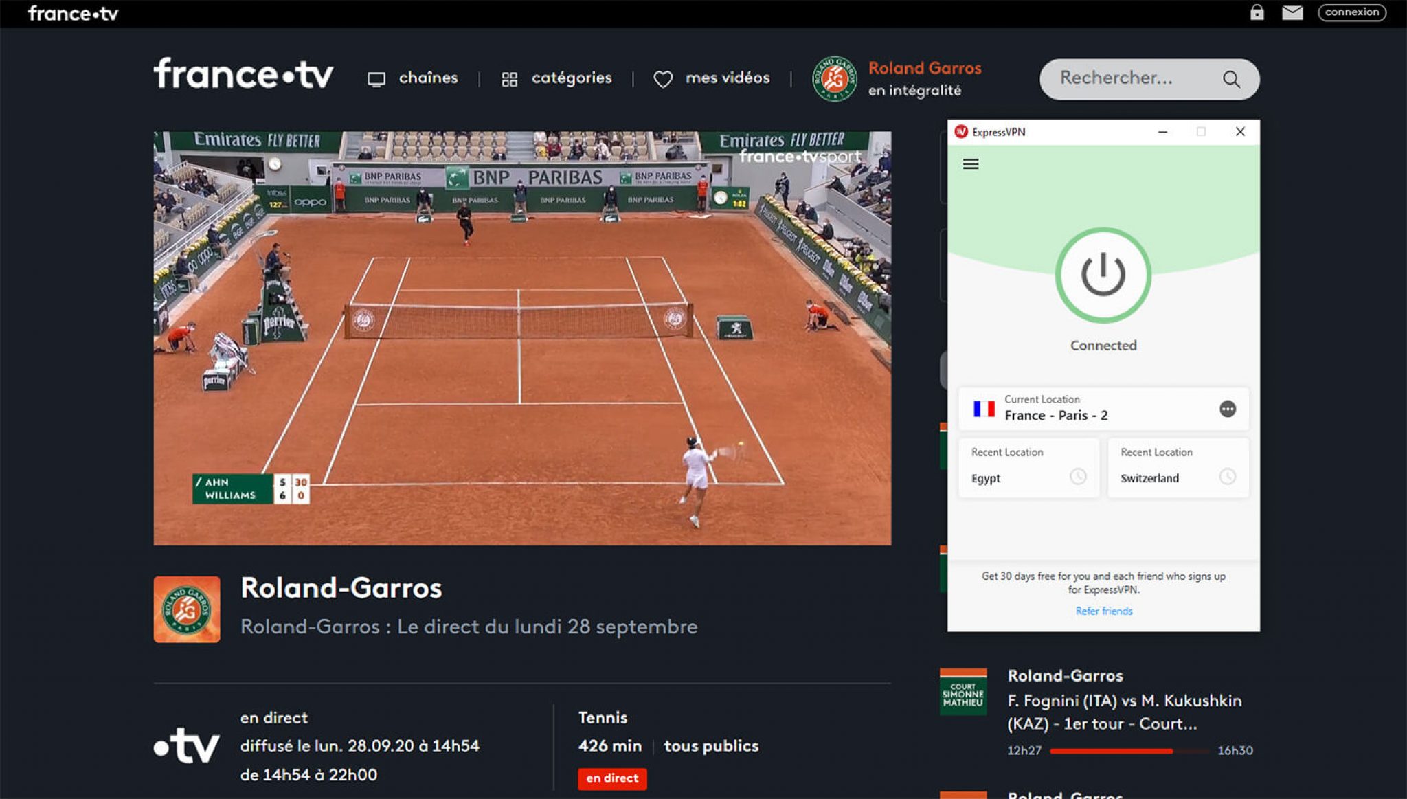 How to Watch the French Open Live? Watch It for FREE With This Trick