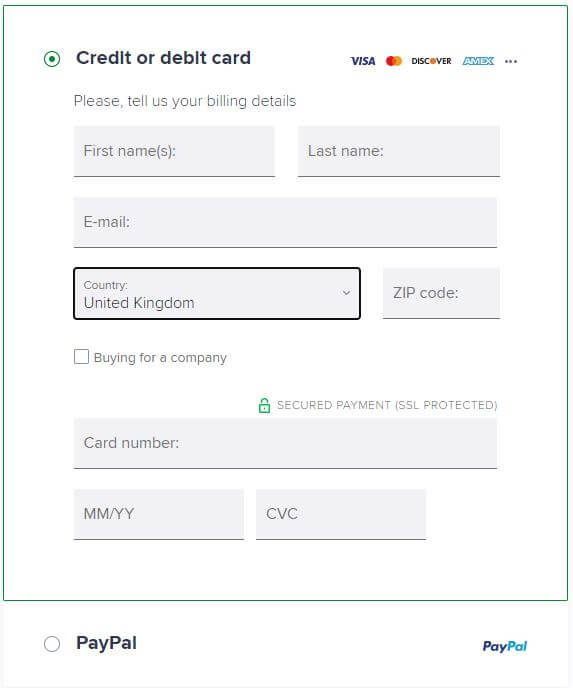 Avast SecureLine VPN Payment methods