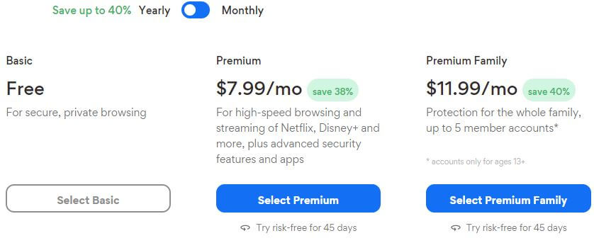 Hotspot Shield Pricing