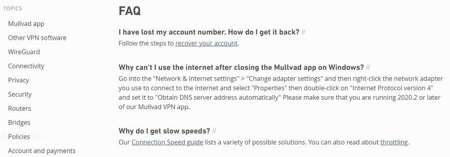 Mullvad VPN FAQ