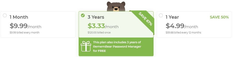 TunnelBear Pricing