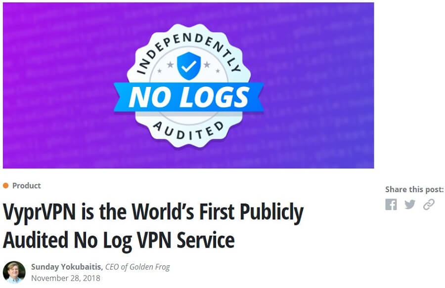 VyprVPN Zero Log