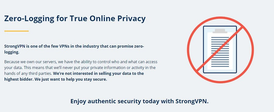 StrongVPN Zero Logging