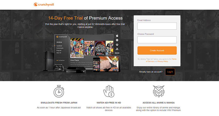 Crunchyroll subscriptions