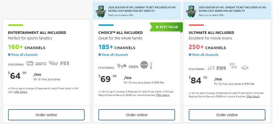 directv packages and prices