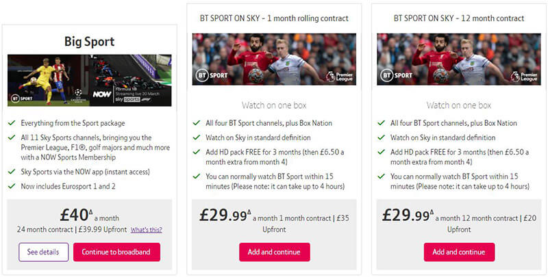 BT Sport Prices