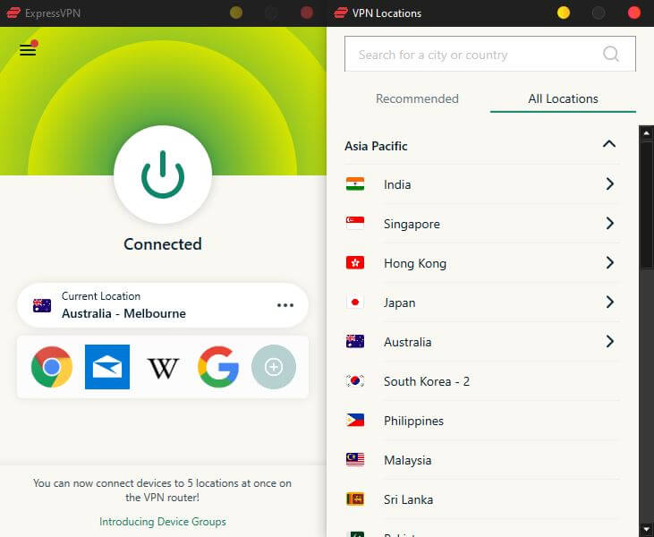 ExpressVPN Connected Australia