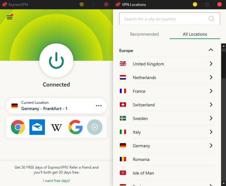 ExpressVPN Connected Germany