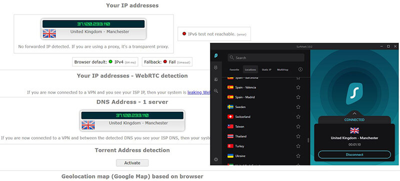 Surfshark VPN IP Leak Test